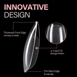 AILLSA Short Almond Nail Tips 360Pcs Full Cover Gel Nails Tips Half Matte No File Clear False Gelly Soft Nails Tip Fake Almond Shaped Nails for Press On Nail Extension DIY Valentine Gift 12 Sizes