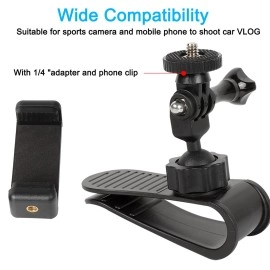 PellKing Car Sun Visor Mount VLOG/Video Holder for iPhone Samsung Cell Phone GoPro Insta360 X4 X3 X2 X RS R AKASO DJI Osmo Action 3 2 Camera and Accessories