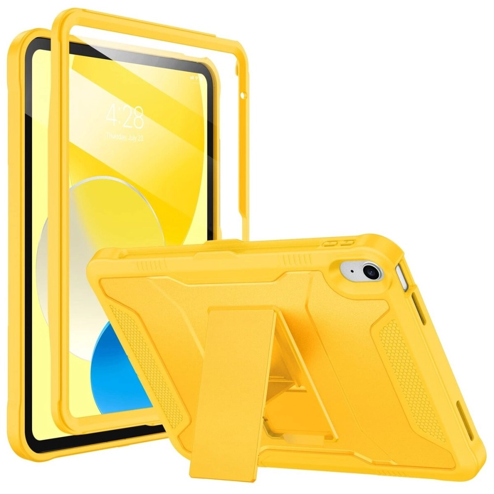 Soke Case for iPad (A16) 11th Generation 11-inch 2025, iPad 10th Generation 10.9-inch 2022, with Built-in Screen Protector and Kickstand, Rugged Full Body Protective Cover - Yellow