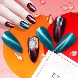 Omainy Gel Nail Polish Set -Cat Eye Magnetic Nail Polish Soak Off UV LED Nail Art Varnish Manicure Set (With Magnet As Gift,7.3Ml)