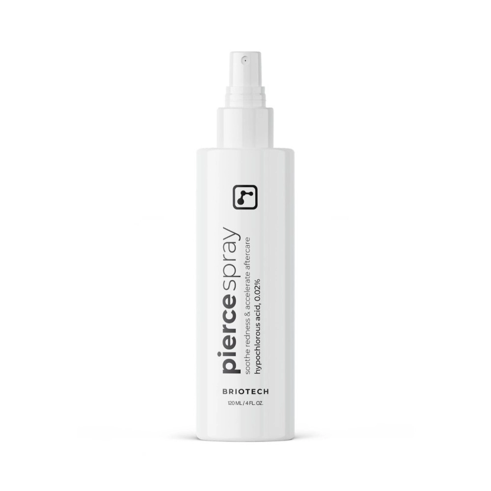 BRIOTECH Pierce Spray, Hypochlorous Acid, Gentle Piercing Aftercare, Calm Redness & Itch, Reduce Bumps, Hypoallergenic HOCl Saline Spray, Contact Free, No Rinse or Residue, Alcohol Free,4 fl oz