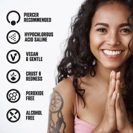 BRIOTECH Pierce Spray, Hypochlorous Acid, Gentle Piercing Aftercare, Calm Redness & Itch, Reduce Bumps, Hypoallergenic HOCl Saline Spray, Contact Free, No Rinse or Residue, Alcohol Free,4 fl oz