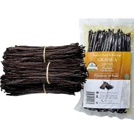 ESSENCE FOOD & BEVERAGE 50 Extra Large Vanilla Beans Grade A - NON-GMO Fresh Vanilla Bean pods, 6-9 Inches Vanilla Bean, Vanilla Beans For Making Vanilla Extract Grade A
