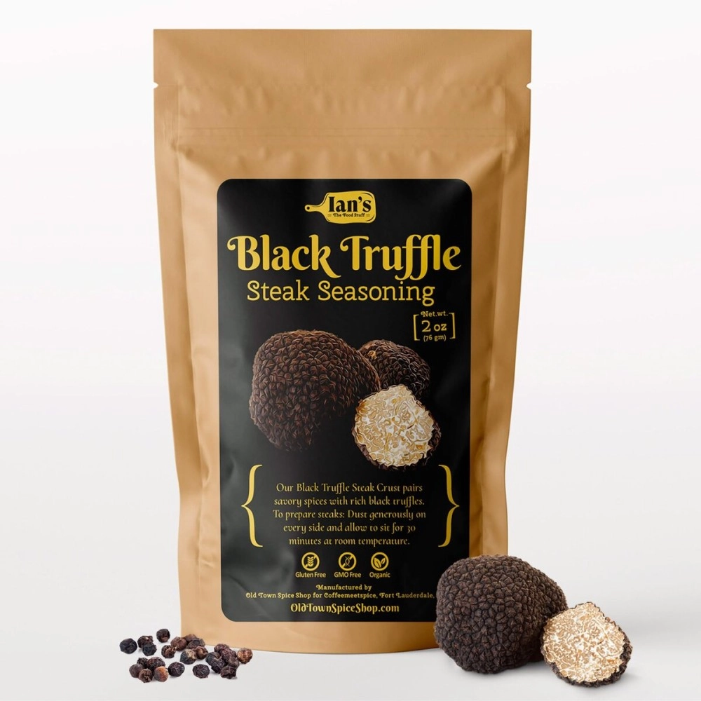 IAN\'s Truffle Seasoning (2oz) - Black Truffle Salt for Steakhouse Quality Crust - Steak Seasoning & Burger Seasoning - 100% Made in the USA