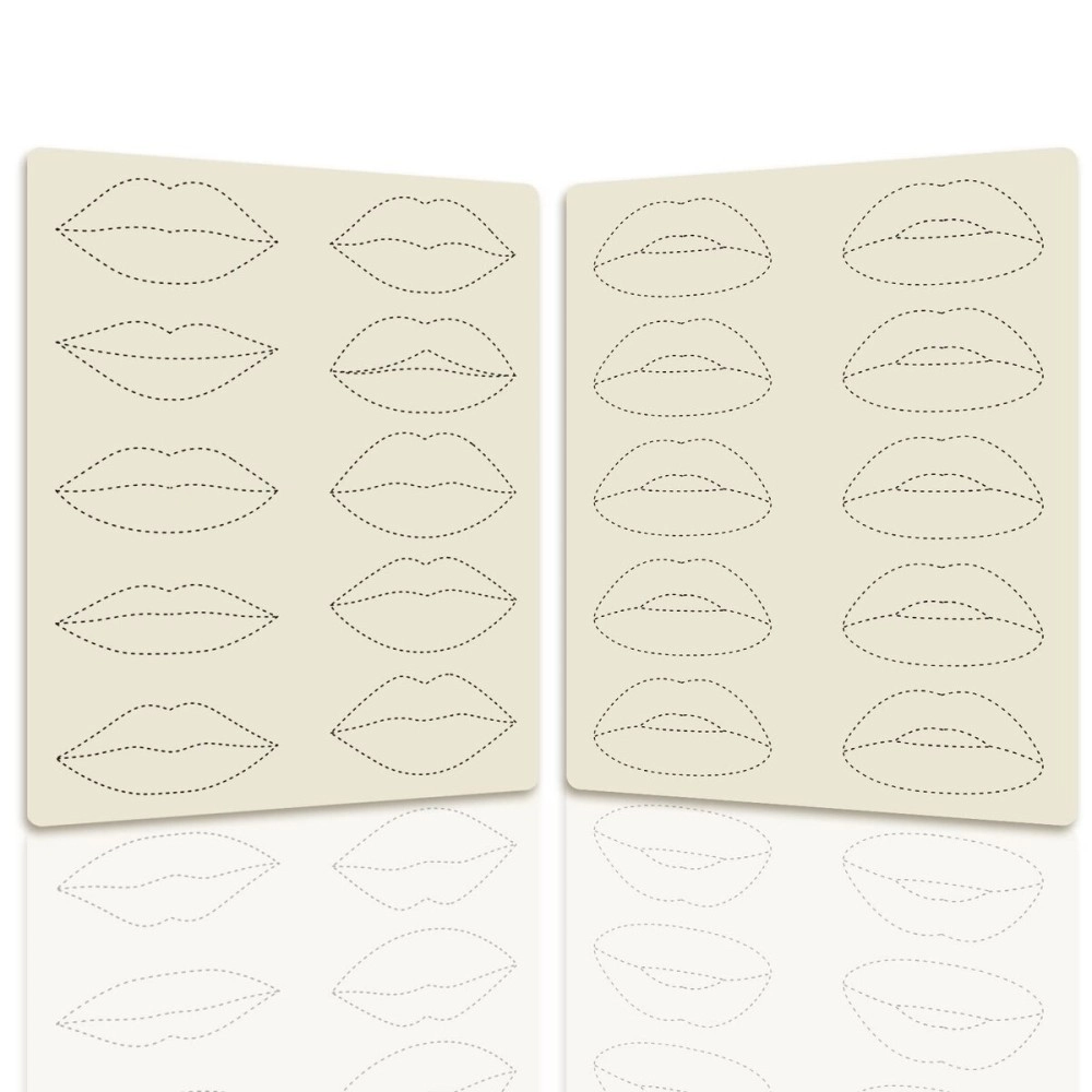 Guapa Silicone Lip Practice Skin 2pcs Lip Permanent Makeup Practice Skin Double Sides Microblading Training Sheets for Tattoo Artists and Beginners (2pcs)