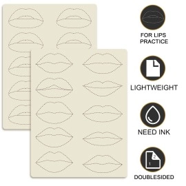 Guapa Silicone Lip Practice Skin 2pcs Lip Permanent Makeup Practice Skin Double Sides Microblading Training Sheets for Tattoo Artists and Beginners (2pcs)