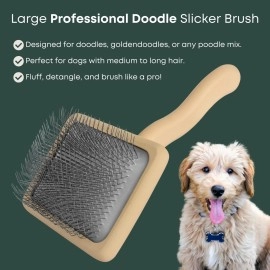 Doodle Slicker Dog Brush - Perfect For Goldendoodle & Poodle Hair Maintenance - Medium to Long Hair Breeds - Detangle, Brush, & Fluff Like a Pro - Goldendoodle Must Haves by Freshly Bailey