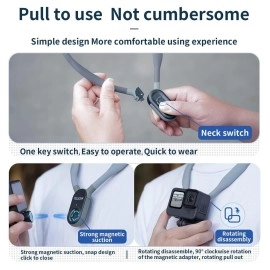 TELESIN Plus Magnetic Neck Mount Necklace Holder, Chest Head Shoulder Lanyard Strap Body Clip for GoPro 13 12 11 10 9 8 Insta360 X3 X4 GO3 DJI Action 3 4 5 Pro Osmo Pocket 3 Bike Motorcycle Accessory