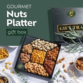 Assorted Nuts Gift Basket - 7 Nut Gift Box with Walnuts, Cashews, Corn Nuts, Honey Roasted Peanuts, Pistachios, Pecans, Almonds - Holiday Nut Sampler Gift - Christmas Food Snacks & Thanksgiving Gifts