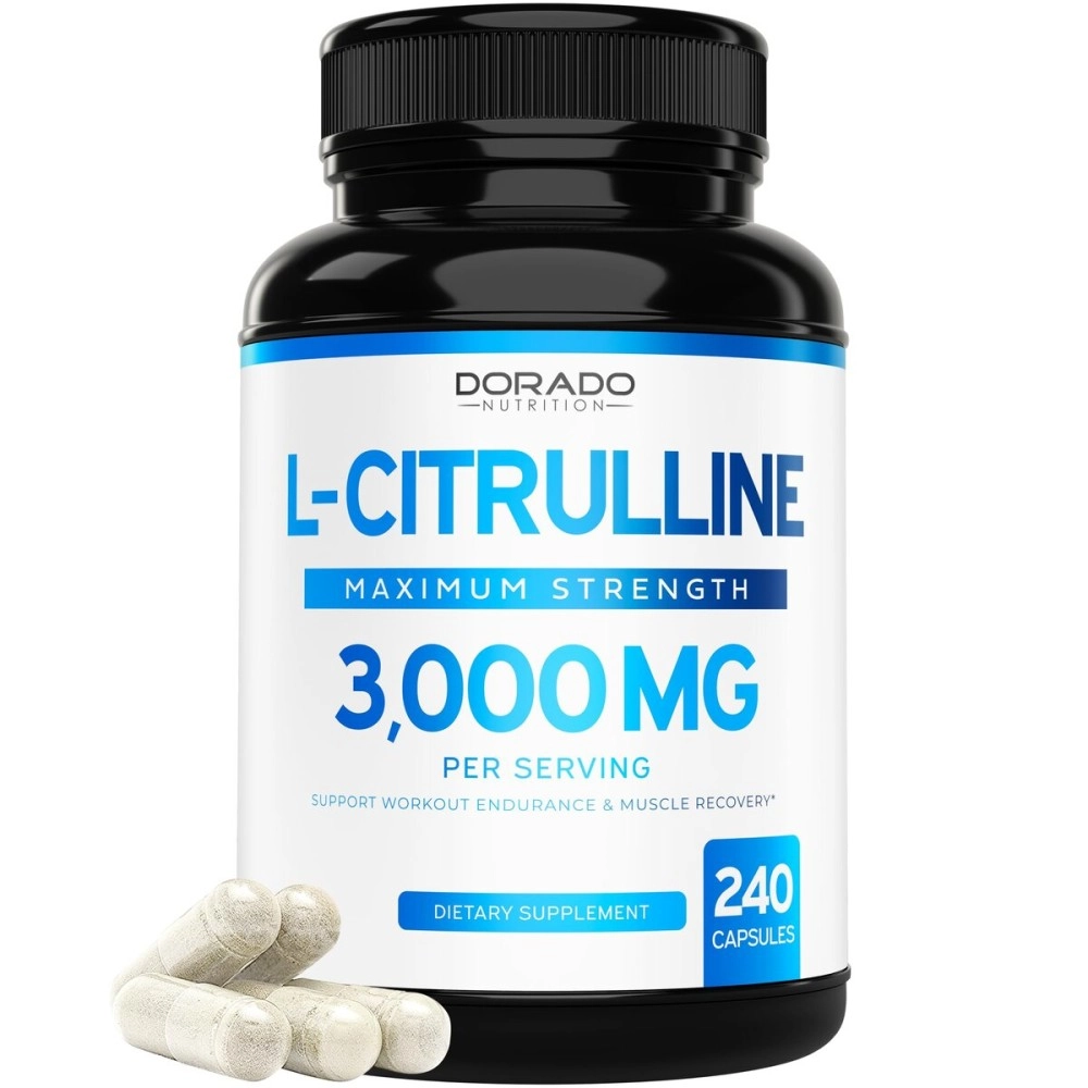 L Citrulline 3000mg Supplement (240 Capsules) Support L Arginine & Nitric Oxide Pills - Stamina, Endurance, Performance for Workouts - NO Supplements for Men - Gluten Free, Non-GMO, Vegan Capsules