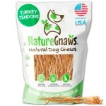 Nature Gnaws USA Turkey Tendons for Dogs - Premium Natural Chew Treats for Dogs - Delicious Reward Snack for Small Medium & Large Dogs - Made in The USA