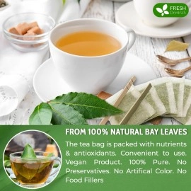 FRESHDRINKUS 40 Bay Leaf Tea Bags, 100% Natural & Pure from Bay Leaves. Loose Leaf Bay Herbal Tea. Bay Leaf Tea. No Sugar, No Caffeine, No Gluten, Vegan.