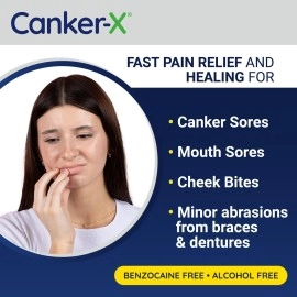 Canker-X Rincinol Oral Rinse Mouthwash, Quick Pain Relief from Canker Sores, Mouth Burns & More, Benzocaine Free & Alcohol Free Mouthwash, Adults & 6 Years+ Kids Mouthwash, 4.0 Fl. Oz.