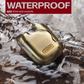 yoose Bounty Hunter Alloy Mini Shaver, Portable Cordless Travel Electric Shaver, Leather Case and Replacement Head Included, USB-C Rechargeable Electric Razor for Men, Waterproof, Dry Shave, Gold