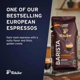 Tchibo Whole Bean Coffee - Barista Espresso - Dark Roast for a Bold European Style Coffee - Intensity 5/6, Acidity 0/6, Roast Level 6/6-35.3 oz
