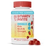SmartyPants Kids Multivitamin Gummies, Sugar Free: Omega 3 (ALA), Vitamin D3, C, Vitamin B12, B6, Vitamin A, K & Zinc for Immune Support, Erythritol Free, Strawberry Banana, 44 Count (22 Day Supply)