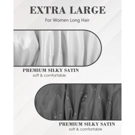 Aquior Shower Caps, Reusable Shower Cap for Women, Double Layer Waterproof Hair Cap, Large Size for All Hair Lengths,for Girls Spa Home Salon Use (Black)