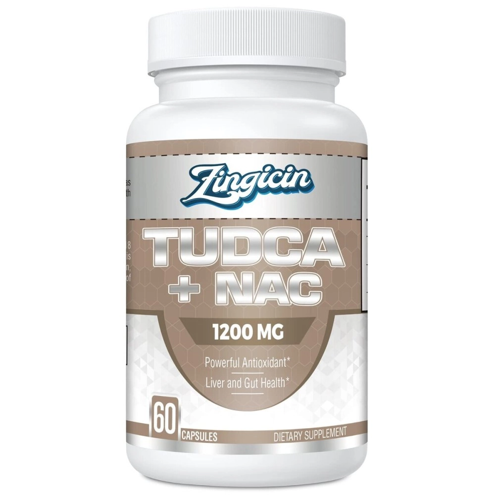 Zingicin TUDCA with NAC Supplement 1200mg - 60 Capsules,Powerful TUDCA Bile Salt Plus N-Acetyl-Cysteine,Antioxidant Supplements for Liver,Digestion
