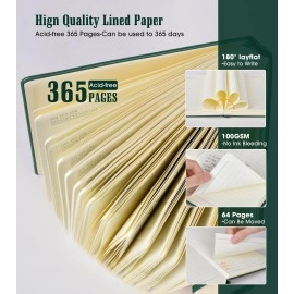 Lined Journal Notebook -365 Pages A5 Thick Journals for Writing Ruled Notebook, Hardcover Leather Journal for Women Men, Daily Journal Notebook for Work, Note Taking, 100Gsm Lined Paper( 5.75\'\' X