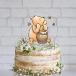 Thcbme Winnie Cake Topper Welcome Baby Acrylic 5inch Cake Toppers Cupcake Toppers Classic The Pooh Baby Shower Decorations Winnie Birthday Party Supplies