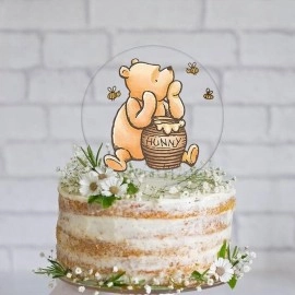 Thcbme Winnie Cake Topper Welcome Baby Acrylic 5inch Cake Toppers Cupcake Toppers Classic The Pooh Baby Shower Decorations Winnie Birthday Party Supplies