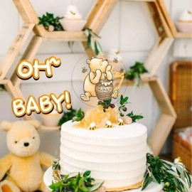 Thcbme Winnie Cake Topper Welcome Baby Acrylic 5inch Cake Toppers Cupcake Toppers Classic The Pooh Baby Shower Decorations Winnie Birthday Party Supplies