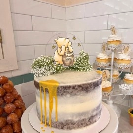 Thcbme Winnie Cake Topper Welcome Baby Acrylic 5inch Cake Toppers Cupcake Toppers Classic The Pooh Baby Shower Decorations Winnie Birthday Party Supplies