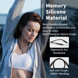 Neckband Bluetooth Headphones Wireless Earbuds for Samsung S25 Ultra S24 S23 FE S22 A53 A14, Sport Headphones HiFi Stereo Surround Sound Ear Buds for iPhone 16 15 14 Pro Max 13 Plus Pixel 9 8 7 6 A