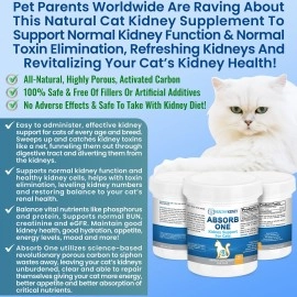 Kidney Restore Cat Support Supplement for Normal Function in Cats. Natural Feline Cleanse Take with Any Cat Diet Food. Vet-Formulated 1/8 TSP a Day 60 Servings: Absorb One