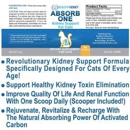 Kidney Restore Cat Support Supplement for Normal Function in Cats. Natural Feline Cleanse Take with Any Cat Diet Food. Vet-Formulated 1/8 TSP a Day 60 Servings: Absorb One