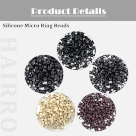 Hairro Micro Link Beads 200pcs 6mm Silicone Lined Micro Rings for Human Hair Extensions Feather Extensions Black