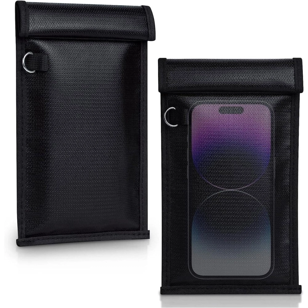 Simket Faraday Bags for Phones and Car Key 2 Pack, Signal Blocking Pouch, Cell Phone Signal Jammer, Car Key/WiFi/RFID/GPS Signal Blocker Black (m)