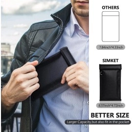 Simket Faraday Bags for Phones and Car Key 2 Pack, Signal Blocking Pouch, Cell Phone Signal Jammer, Car Key/WiFi/RFID/GPS Signal Blocker Black (m)