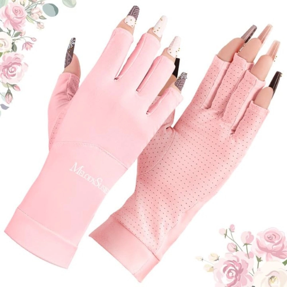 MelodySusie Premium UV Protection Gloves for Nails - UPF99+ Fingertip Protection, Ultra Cool Feeling Fabric, Anti UV Nail Art Gloves