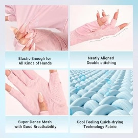 MelodySusie Premium UV Protection Gloves for Nails - UPF99+ Fingertip Protection, Ultra Cool Feeling Fabric, Anti UV Nail Art Gloves
