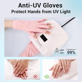 MelodySusie Premium UV Protection Gloves for Nails - UPF99+ Fingertip Protection, Ultra Cool Feeling Fabric, Anti UV Nail Art Gloves