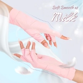 MelodySusie Premium UV Protection Gloves for Nails - UPF99+ Fingertip Protection, Ultra Cool Feeling Fabric, Anti UV Nail Art Gloves