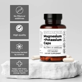 Santa Cruz Paleo Magnesium & Potassium Capsules - Keto, Gluten Free - For Health, Energy, Brain, Muscle Support