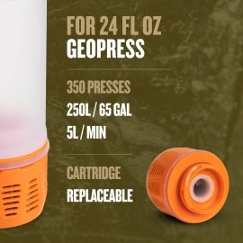 GRAYL - GeoPress Replacement Cartridge Water Filter Bottle Replacement Filter, Orange - Compatible with One-Way Valve