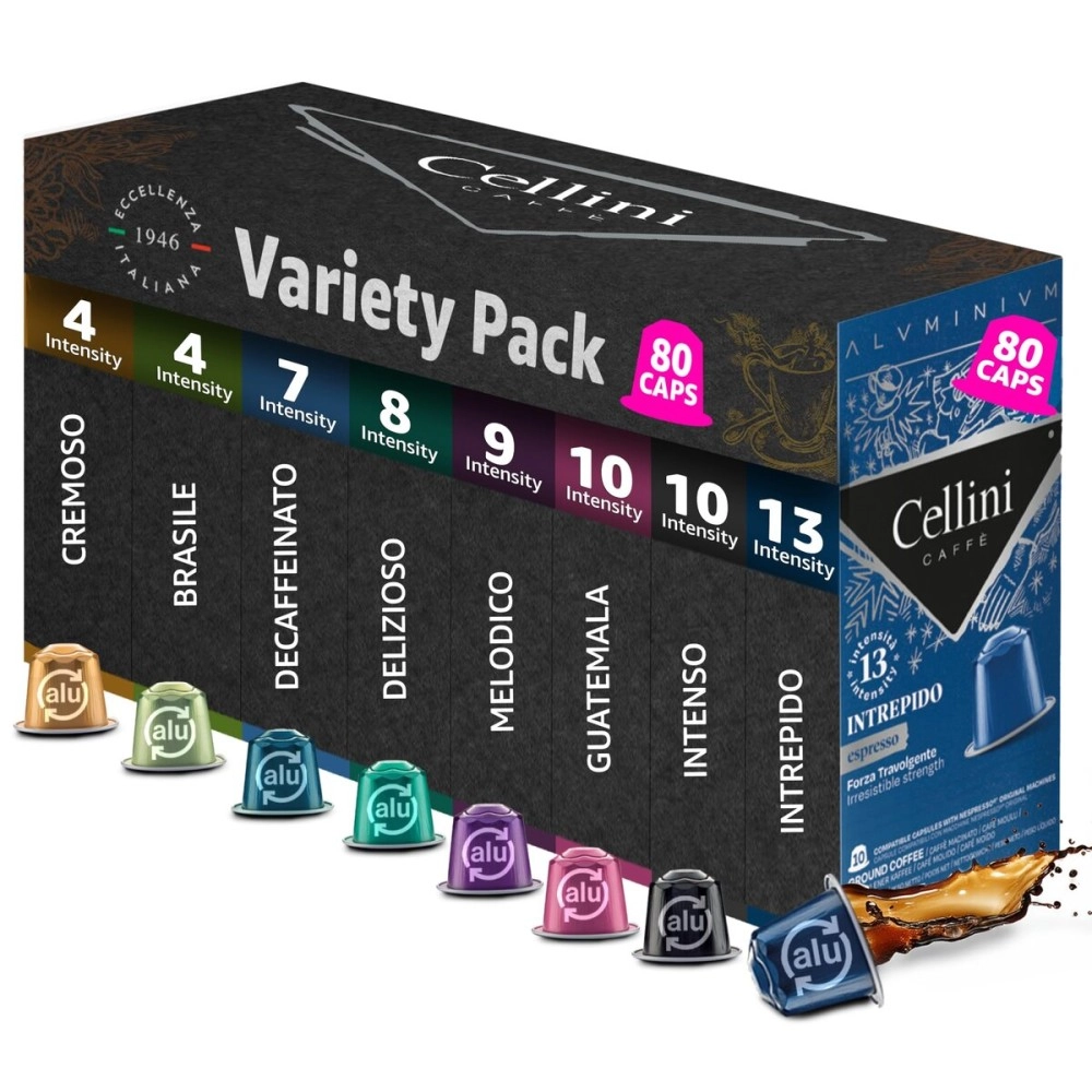 CELLINI Coffee Nespresso Compatible Aluminum Capsules - Aluminum Tasting Kit 80pcs | Nespresso Compatible Capsules