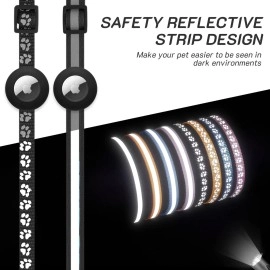 2 Pack Airtag Cat Collar Breakaway with Bell,Reflective Kitten Collar with Apple Airtag Cat Collar Holder,Adjustable 7-12In,Safety Buckle for Girl Boy Cats,Pet Supplies,Accessories,Gifts (Black)