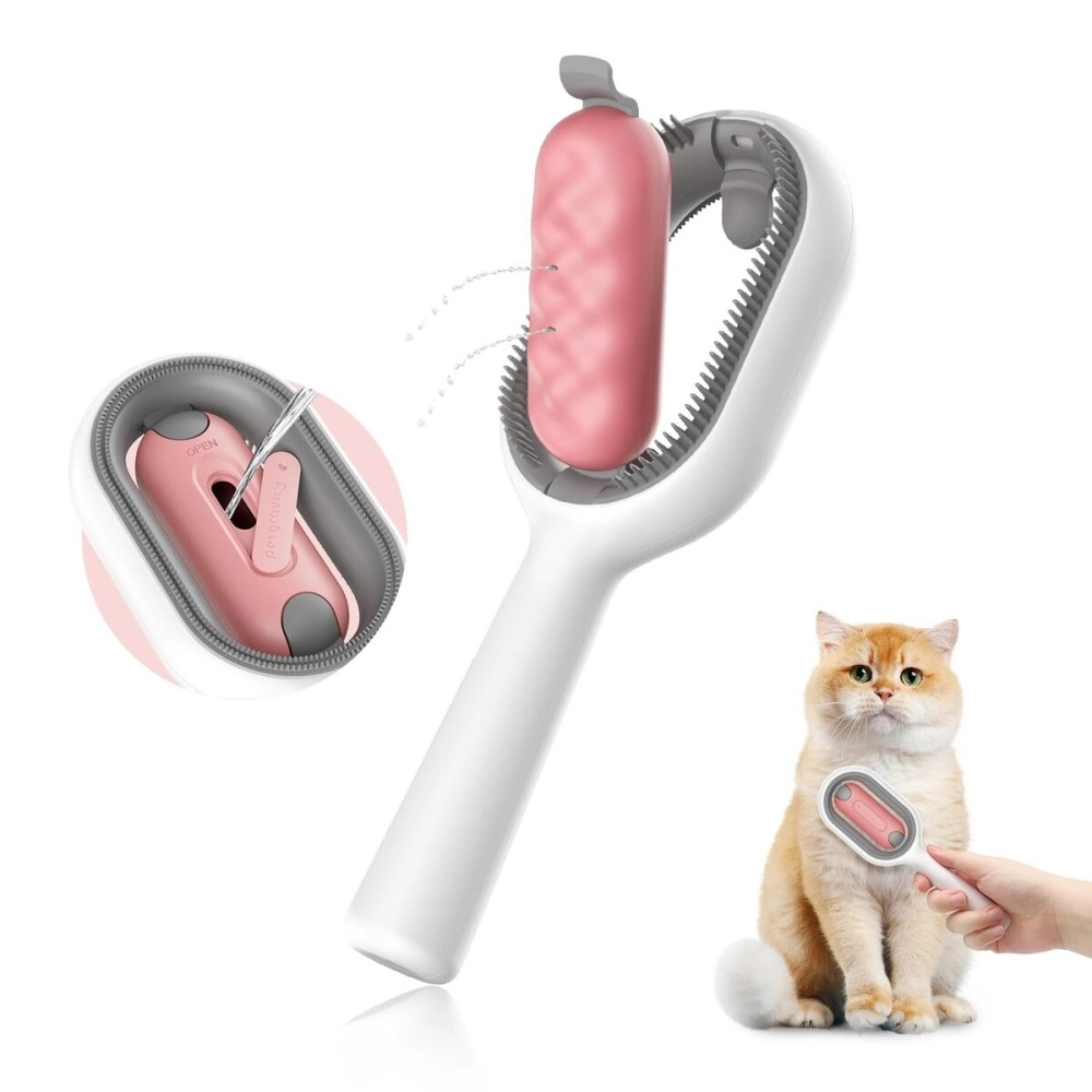 Petgravity Cat Cleaning Brush Self Cleaning Slicker Brushes for Dogs Cats Pet Grooming Brush Tool Gently Removes Loose Undercoat Mats Tangled Hair Brush with Water Tank for Pet Massage (LongHaired