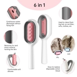 Petgravity Cat Cleaning Brush Self Cleaning Slicker Brushes for Dogs Cats Pet Grooming Brush Tool Gently Removes Loose Undercoat Mats Tangled Hair Brush with Water Tank for Pet Massage (LongHaired