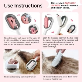 Petgravity Cat Cleaning Brush Self Cleaning Slicker Brushes for Dogs Cats Pet Grooming Brush Tool Gently Removes Loose Undercoat Mats Tangled Hair Brush with Water Tank for Pet Massage (LongHaired