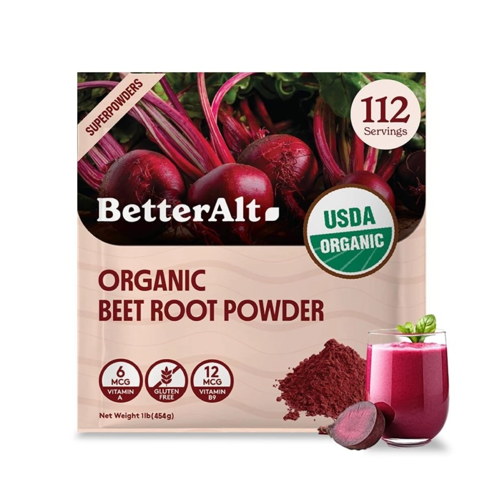 Better Alt Organic Beet Root Powder, USDA Certified - Nitric Oxide Supplement, Beet Juice Powder Superfood for Healthy Heart, Beetroot Supplement, Incept Beetroot Powder - 112 Servings, 1 lb