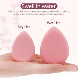 BEAKEY Flat Duo Makeup Sponge of 6, Super Soft 0 Latex Blending Sponge for Flawless Application - Liquid, Cream, Powder, Patented Design,Pink
