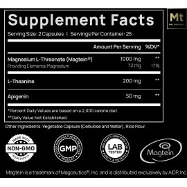 ELMNT Triple Sleep Magnesium Threonate w. Apigenin, Theanine & Magtein Magnesium L-Threonate - Highest Absorption Magnesium Supplement Capsules Natural Sleep Aid for Deep Sleep Calm & Stress Relief