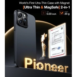 TORRAS Magnetic Slim Fit Designed for iPhone 15 Pro Case 2023, [Compatible with MagSafe] [Ultra Thin] Protective Matte Hard PC Cover Anti-Scratch Phone Case for iPhone 15 Pro, Black Titanium