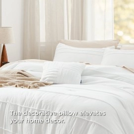 Bedsure White King Size Comforter Set - 4 Pieces Pinch Pleat Bed Set, Down Alternative Bedding sets for All Season, 1 Comforter, 2 Pillowcases, 1 Decorative Pillow