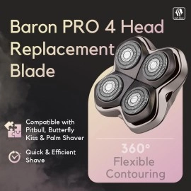 Skull Shaver Baron PRO 4 Head Replacement Blade for Pitbull, Palm and Butterfly Kiss Shavers